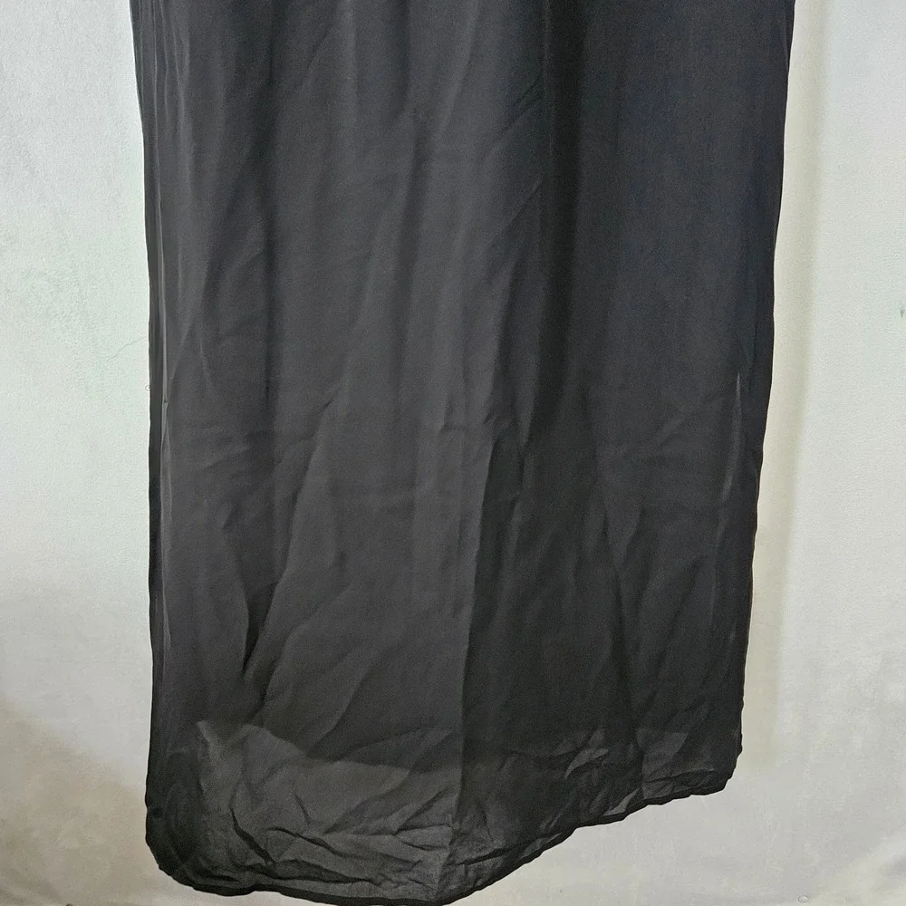 Vince Maxi Dress S Black 100% Silk Sleeveless V-Neck Drawstring Waist Minimalist